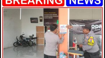 Anggota polsek Karangbinangun pasang himbauan waspada Curanmor.