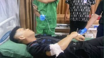 Seorang Personil BRIMOB Terkena Anak Panah Saat Meredam Aksi Tawuran Antar Warga di Belawan